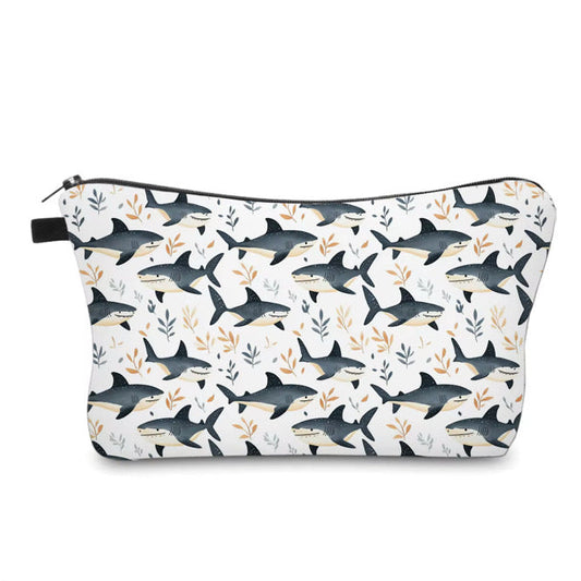 Pouch - Blue Shark on White