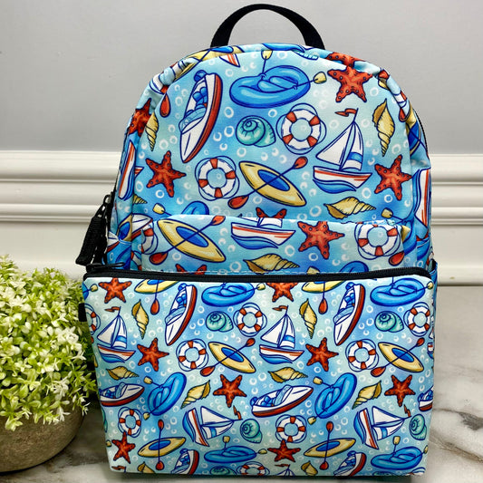 Mini Backpack & Pouch Bundled Set - Sailboat