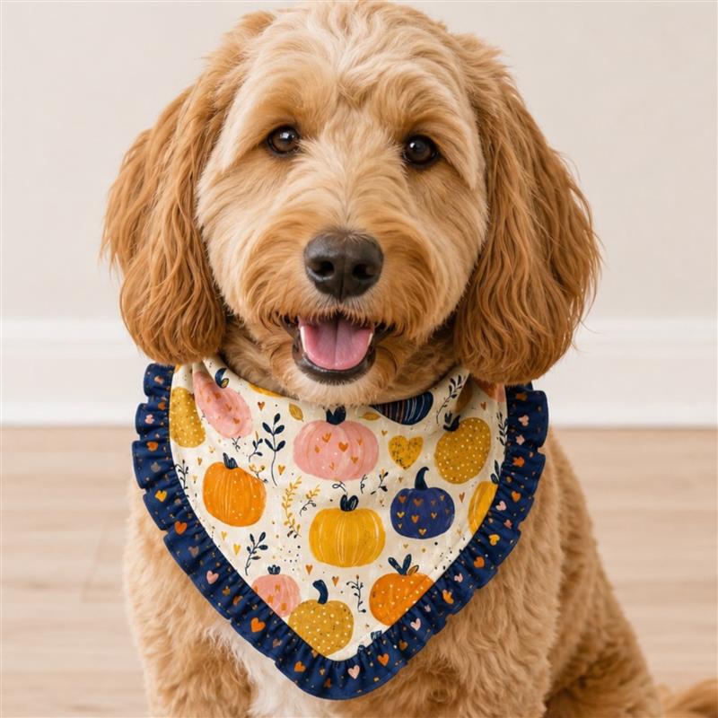 Pretty Pumpkins Ruffled Pet Bandana