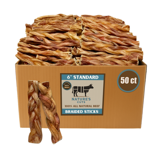 6" Standard Braided Bully Sticks $1.84/ stick (Case Price)