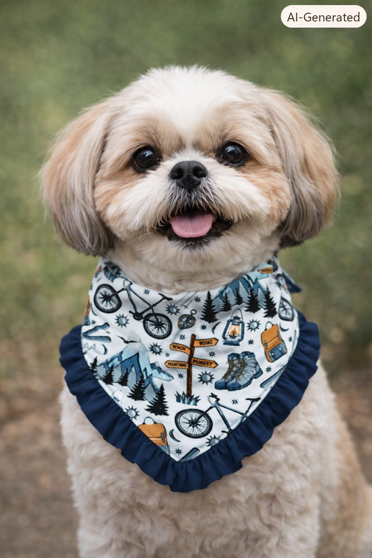 Adventure Awaits Ruffled Pet Bandana