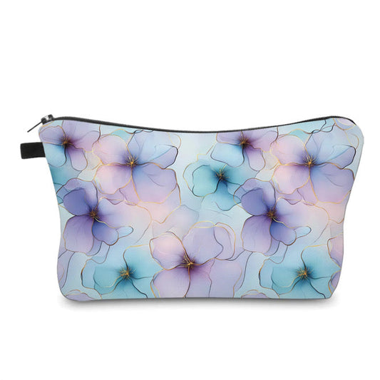 Pouch - Floral Watercolor Outline Purple Blue
