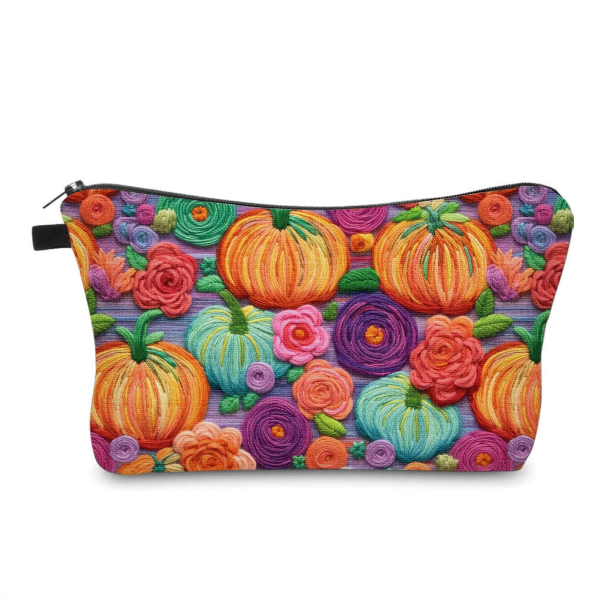 Pouch - Pumpkin Colorful Embroidery - Three Bears Boutique