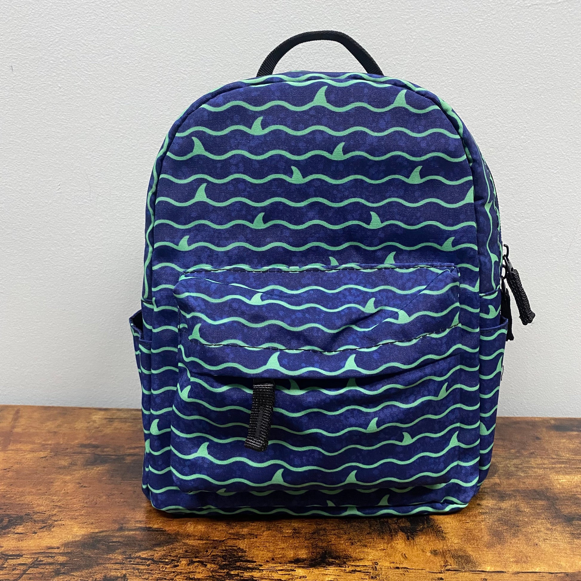 Mini Backpack - Shark Waves Blue Green - Three Bears Boutique