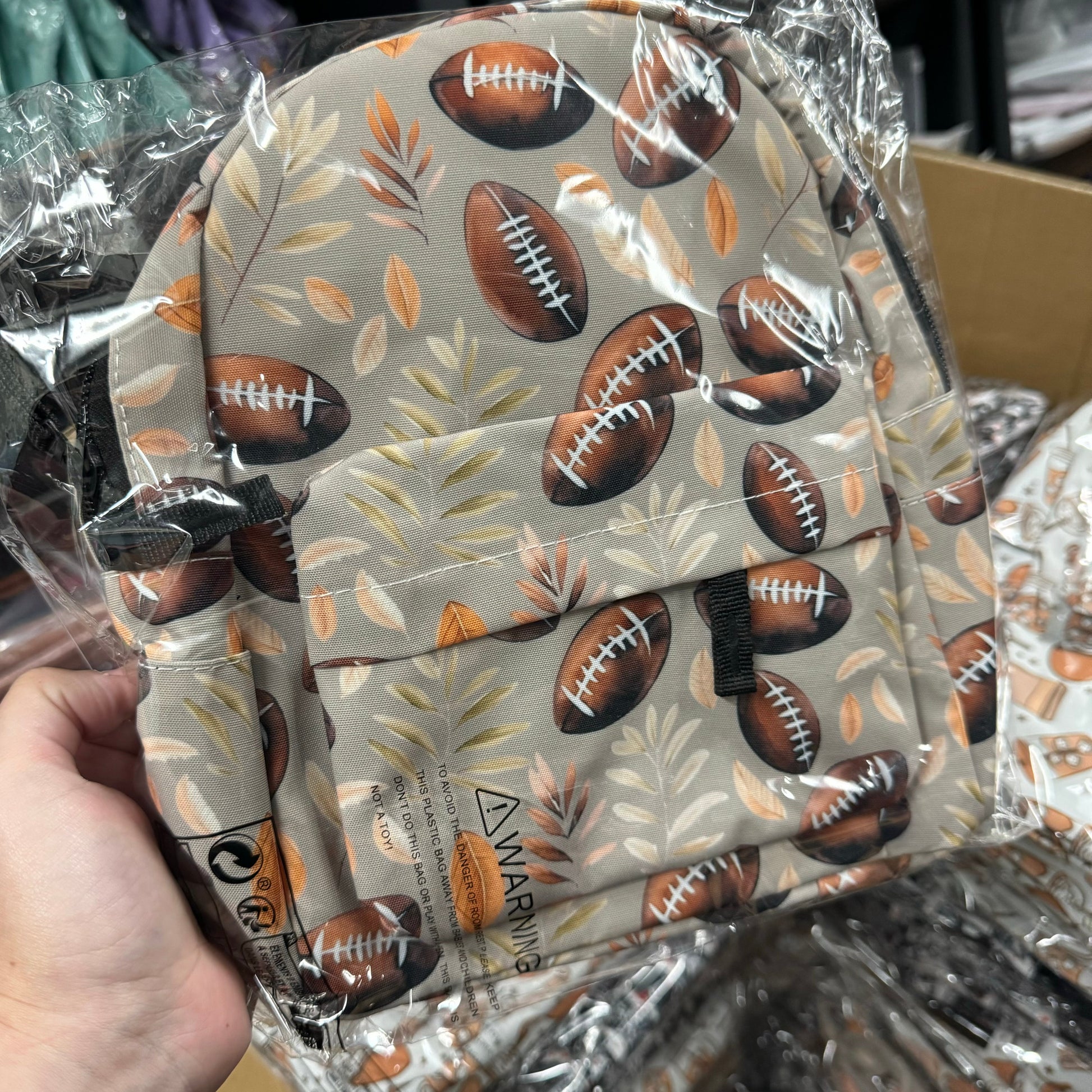 Mini Backpack - Football Leaves - Three Bears Boutique