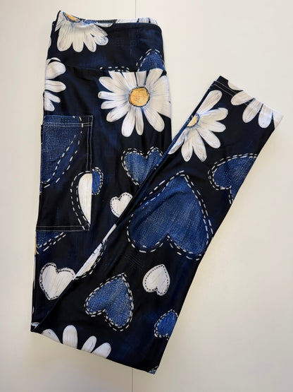 Midnight Daisy Love Leggings w/ Pockets *RTS