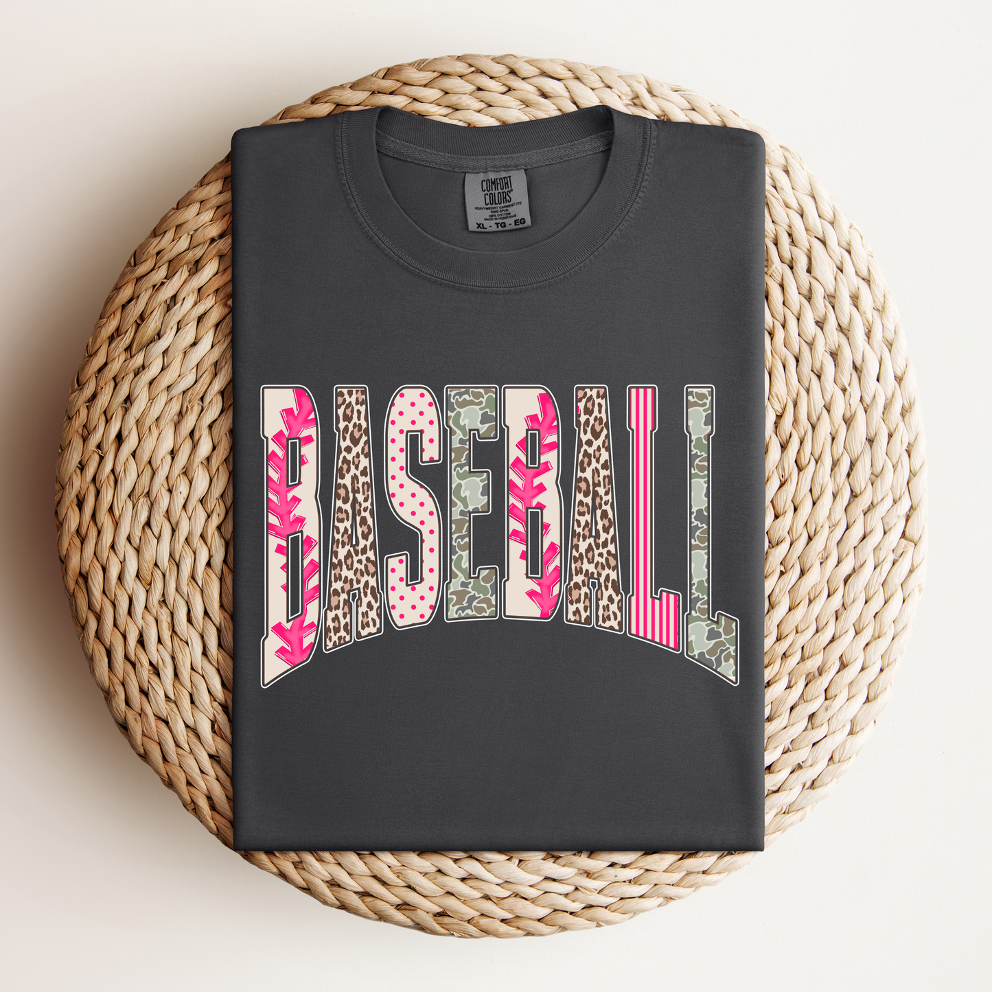 Baseball Stripe Leopard Tee.