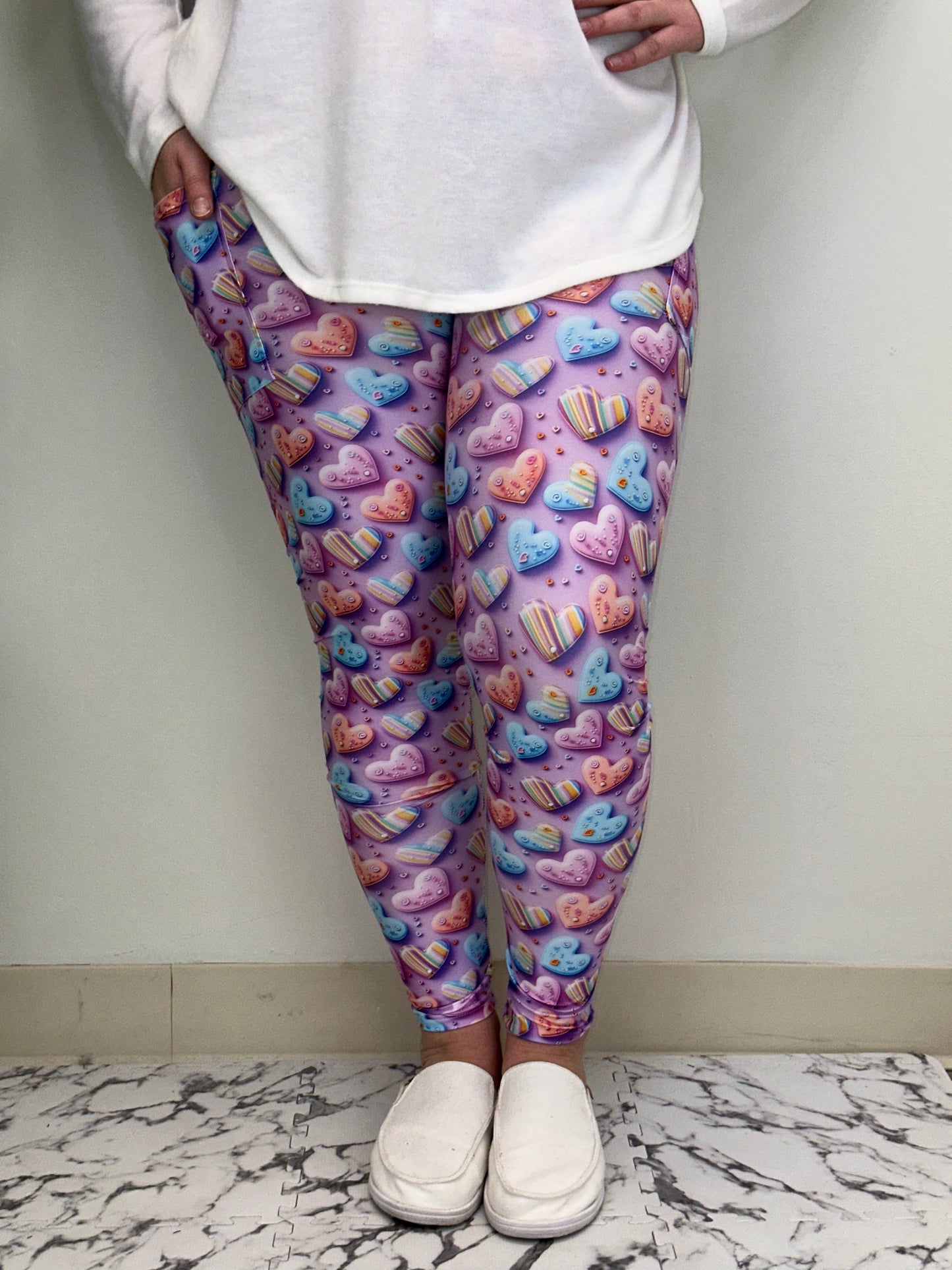 Candy Heart Leggings w/ Pockets - Three Bears Boutique