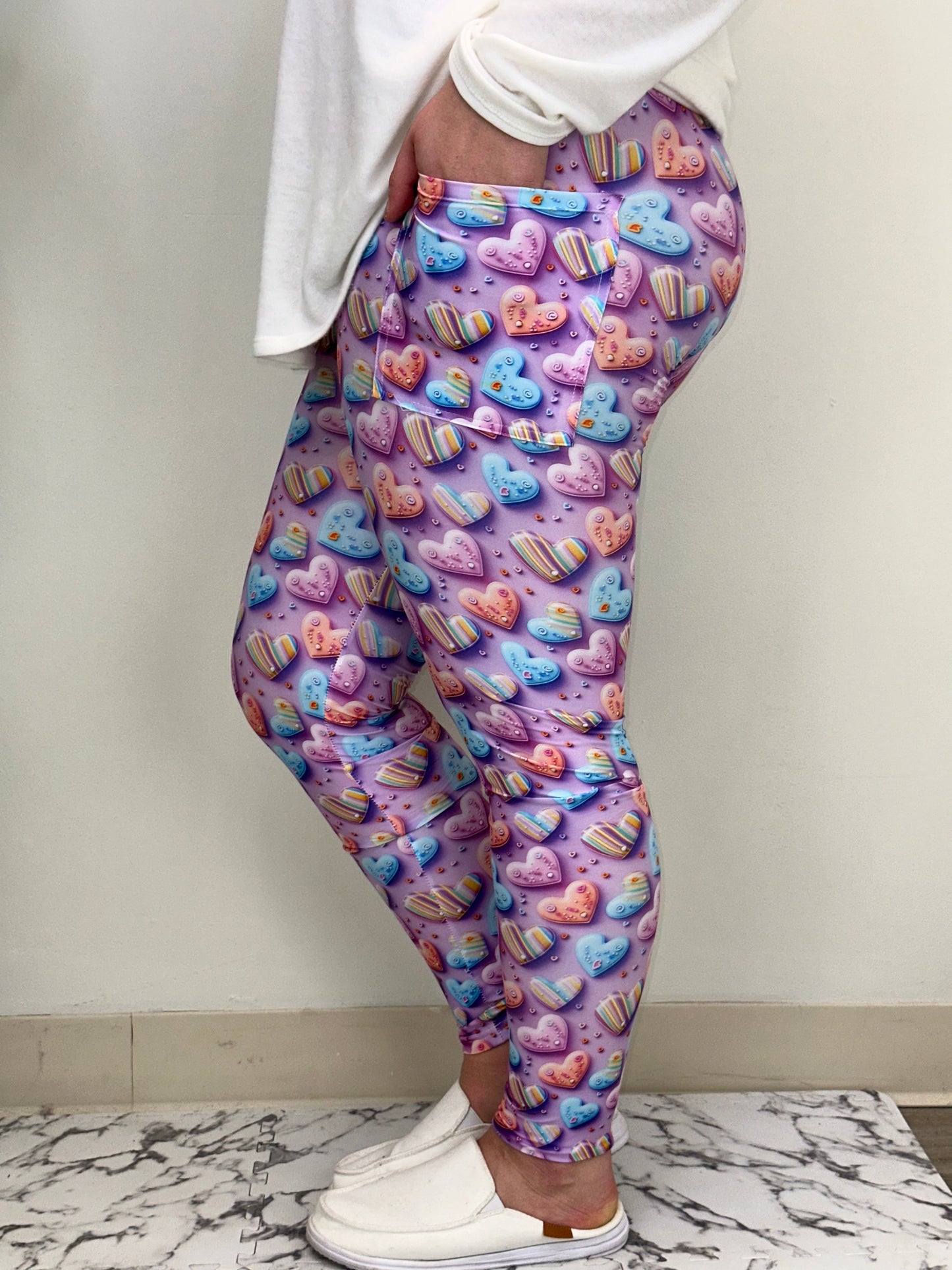 Candy Heart Leggings w/ Pockets - Three Bears Boutique