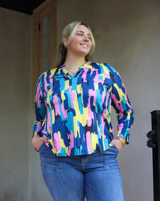 Abstract Plus Size Blouse May. - Three Bears Boutique