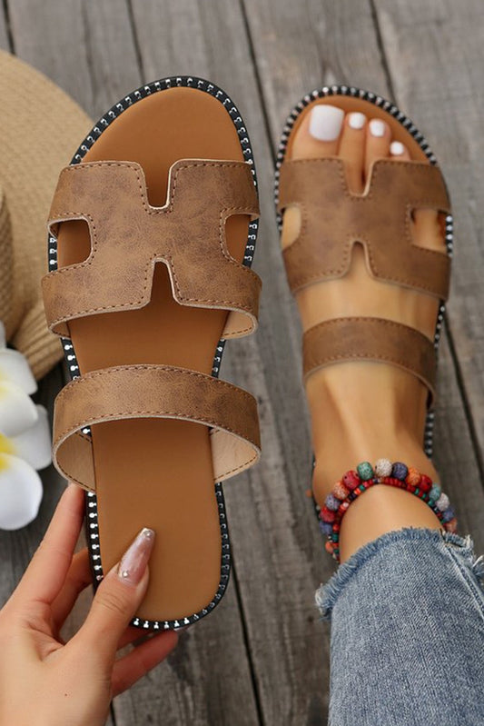 Brown H Cutout Sandals March.