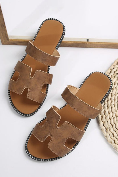 Brown H Cutout Sandals March.