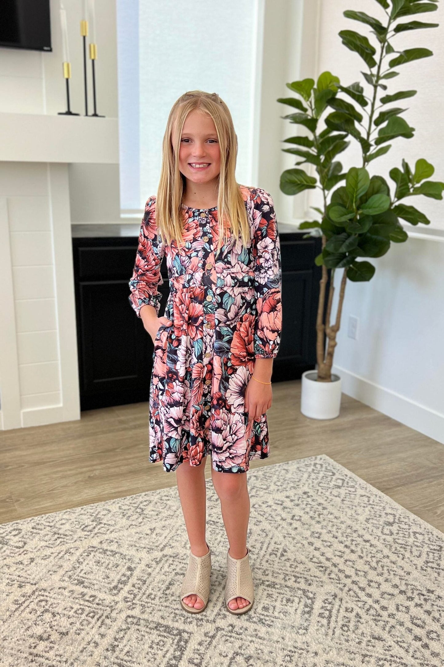 Matching Bailey Button Dress-#1-Winter Ditsy