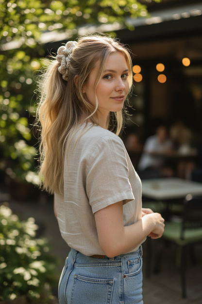 Neutral Linen Hair Tie