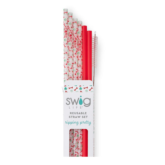 Happy Howlidays + Red Reusable Straw Set - Three Bears Boutique