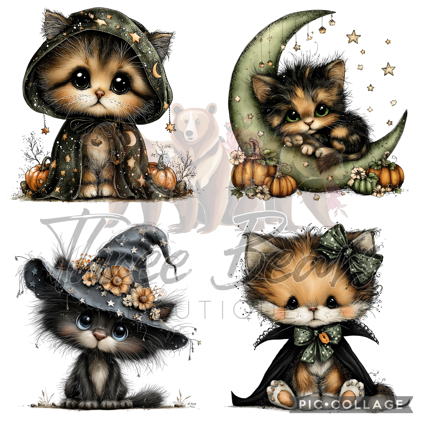 Halloween & Fall Cat-Themed 2x2" Square Magnets