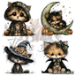 Halloween & Fall Cat-Themed 2x2" Square Magnets
