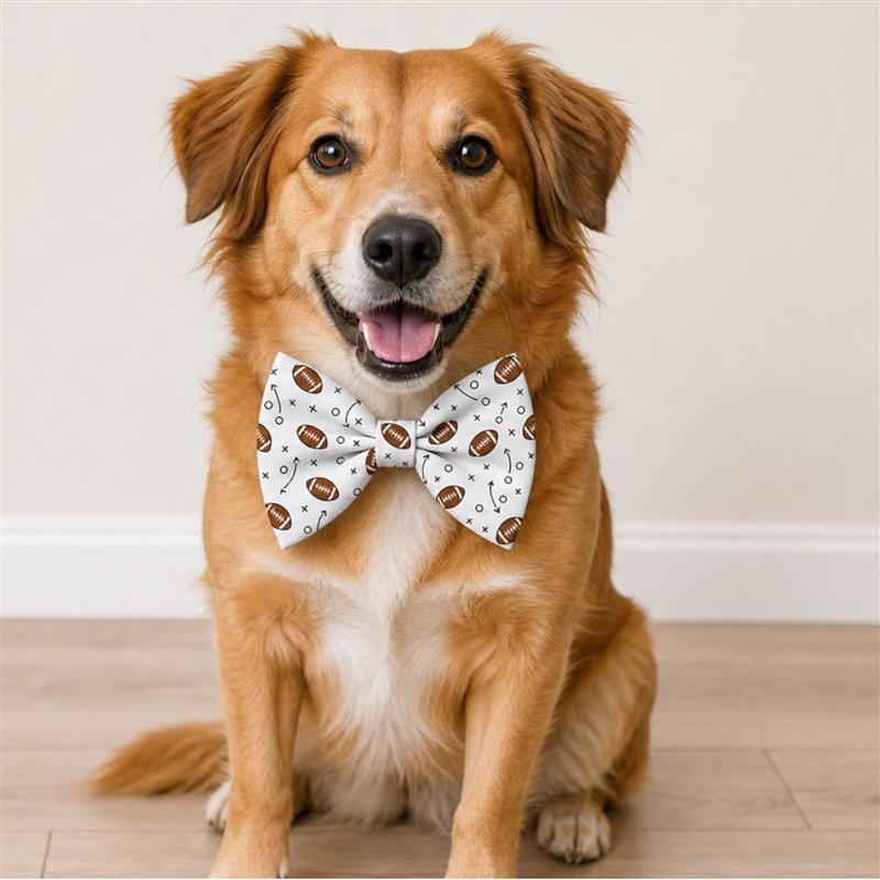 End Zone White Pet Bow Tie