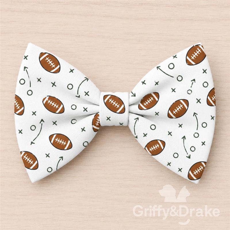 End Zone White Pet Bow Tie