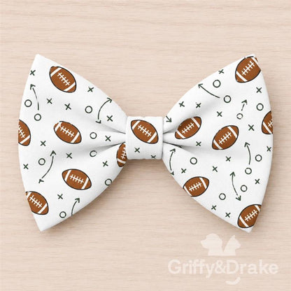 End Zone White Pet Bow Tie