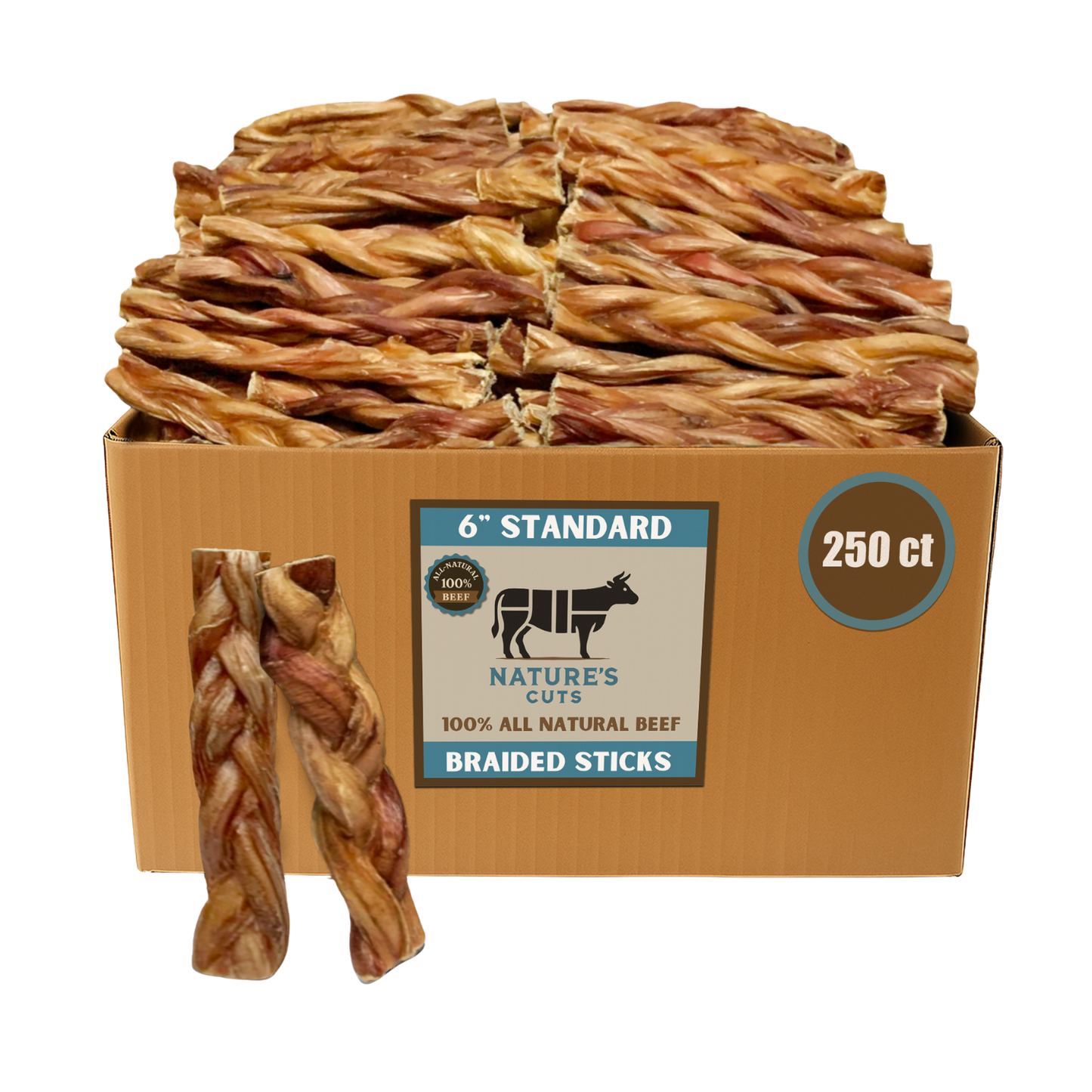 6" Standard Braided Bully Sticks $1.84/ stick (Case Price)