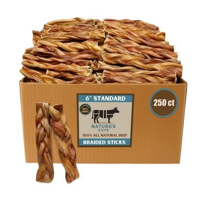 6" Standard Braided Bully Sticks $1.84/ stick (Case Price)