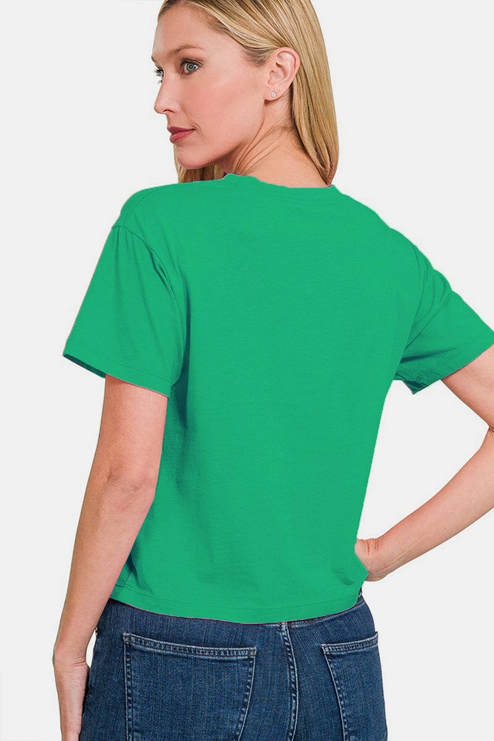 Zenana Round Neck Short Sleeve Cropped T-Shirt - Three Bears Boutique