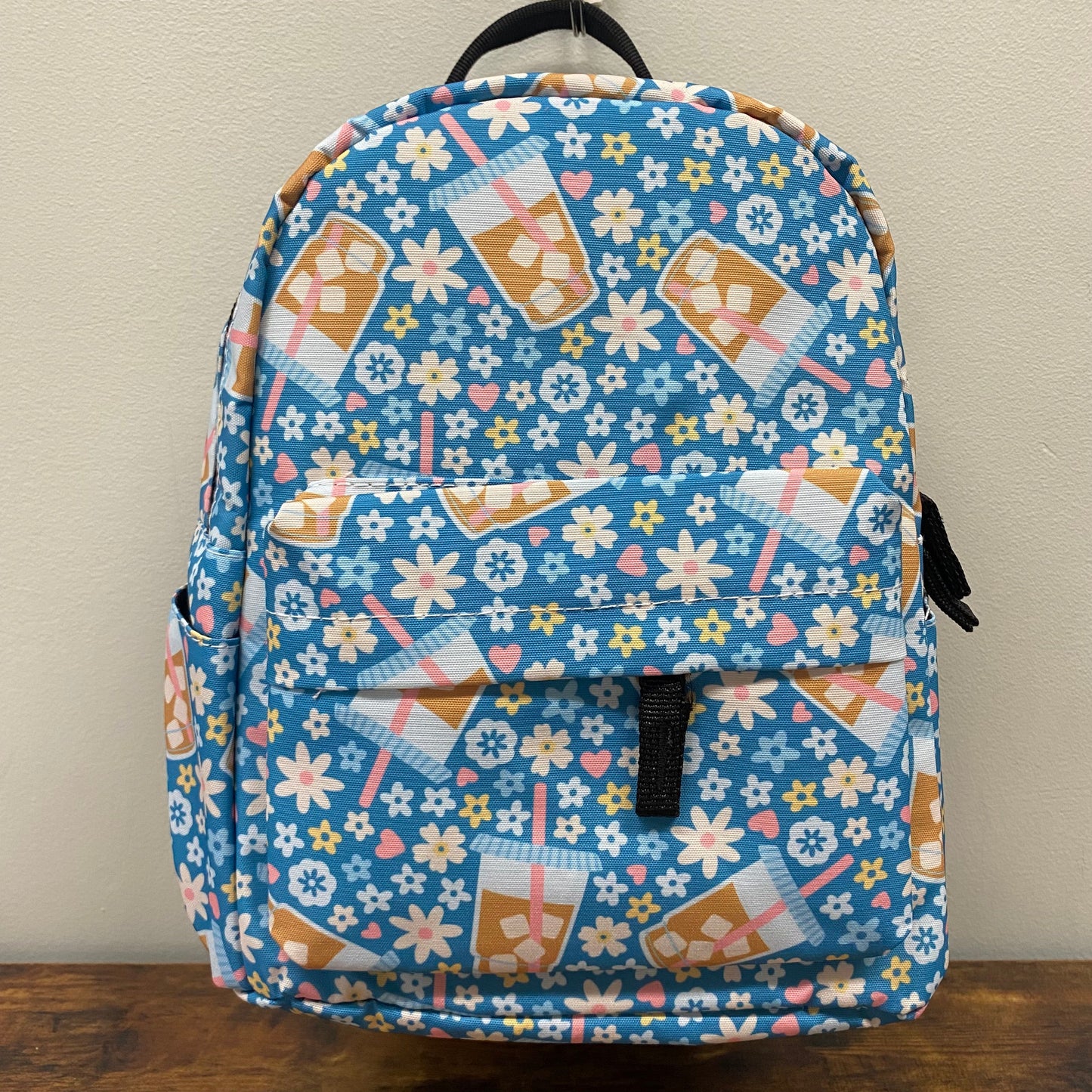 Mini Backpack - Coffee Blue Floral - Three Bears Boutique