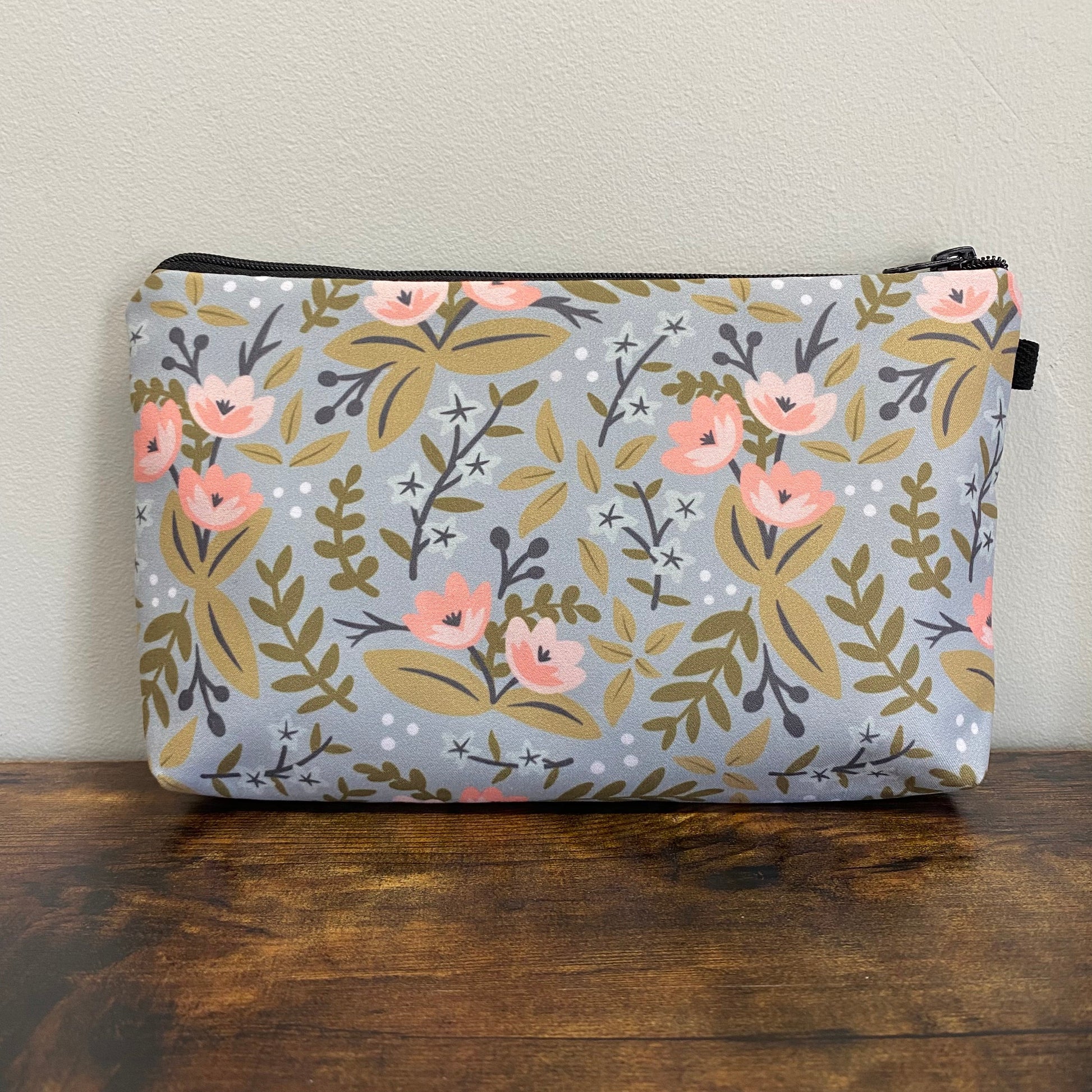 Pouch - Floral Sage Peach Pink - Three Bears Boutique