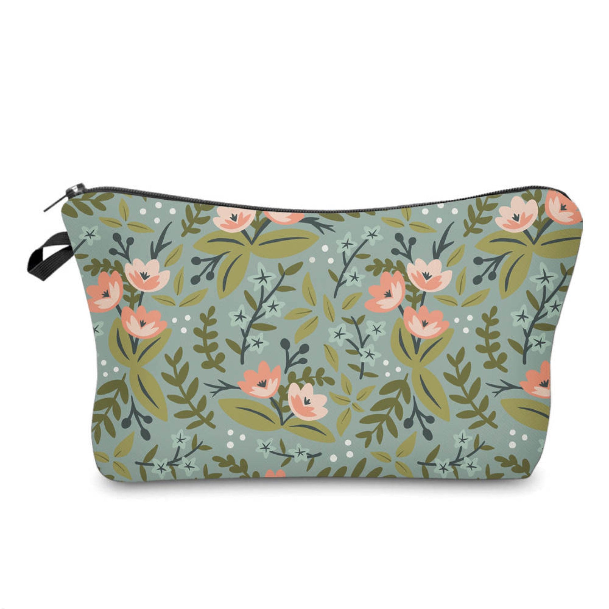 Pouch - Floral Sage Peach Pink - Three Bears Boutique