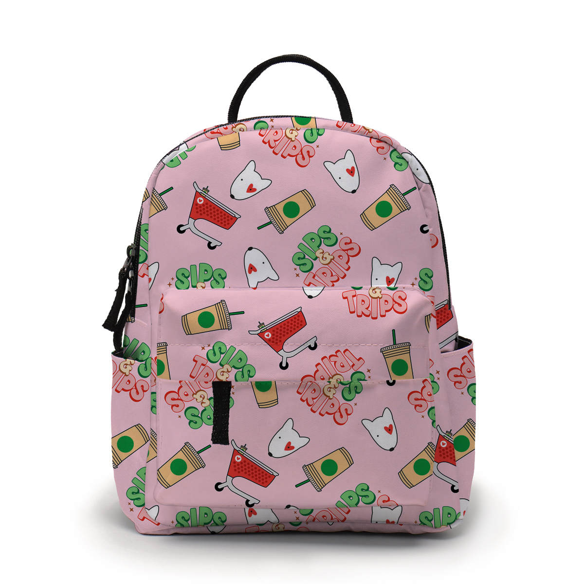 Mini Backpack - Sips & Trips Pink - Three Bears Boutique