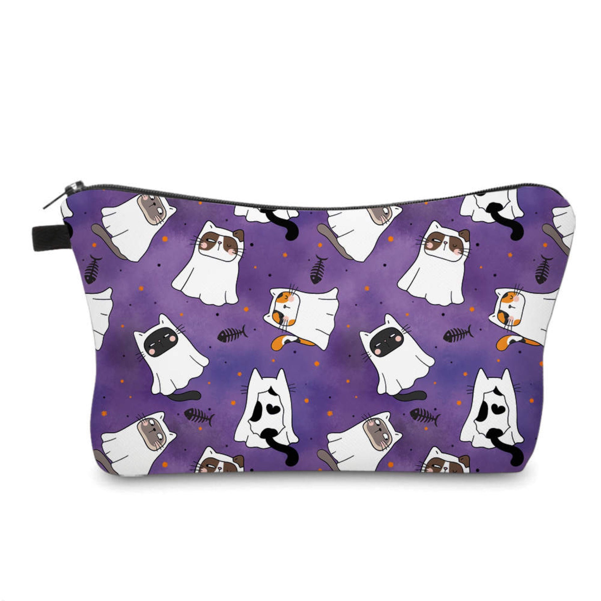 Pouch - Halloween - Purple Ghost Cats - Three Bears Boutique