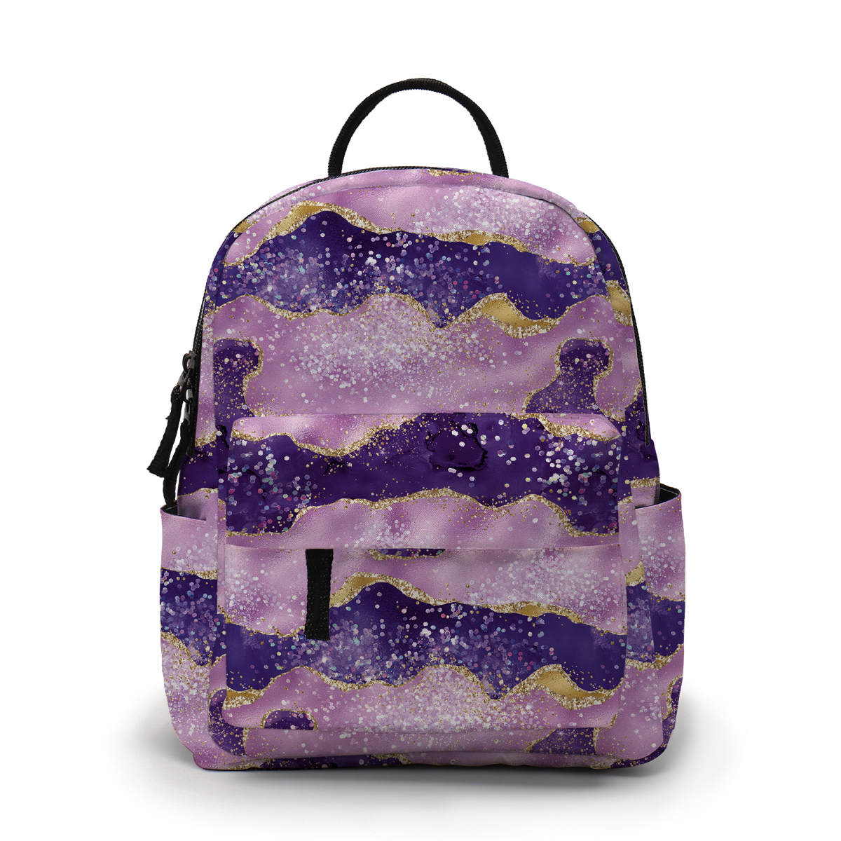 Mini Backpack - Lighter Purple Gold Sparkle Waves - Three Bears Boutique