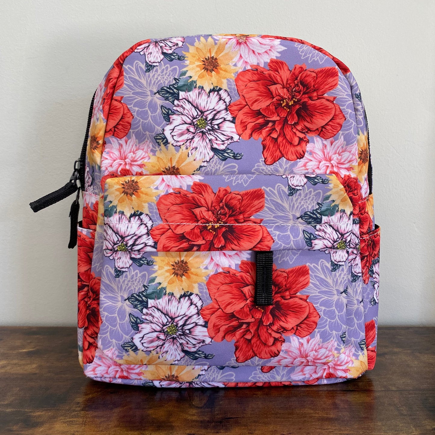 Mini Backpack - Floral Purple Red Yellow - Three Bears Boutique