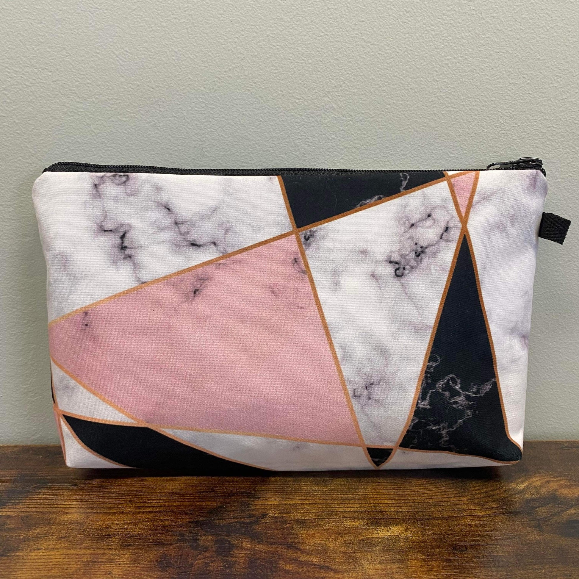 Pouch - Marble Geometric White Black Pink - Three Bears Boutique
