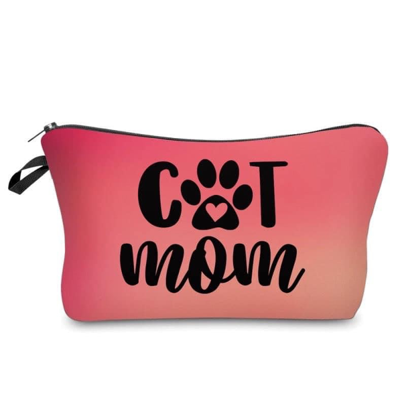Pouch - Cat Mom Coral - Three Bears Boutique