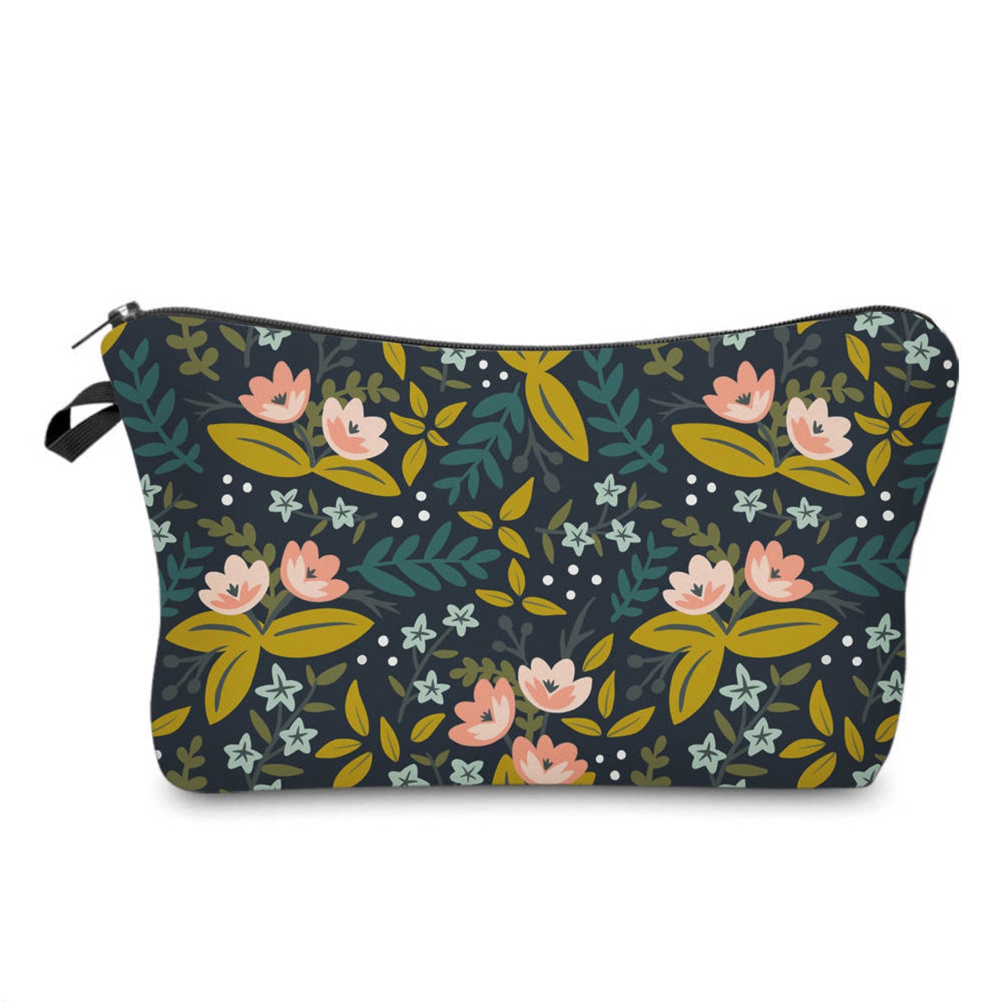 Pouch - Floral Charcoal Mustard Pink - Three Bears Boutique