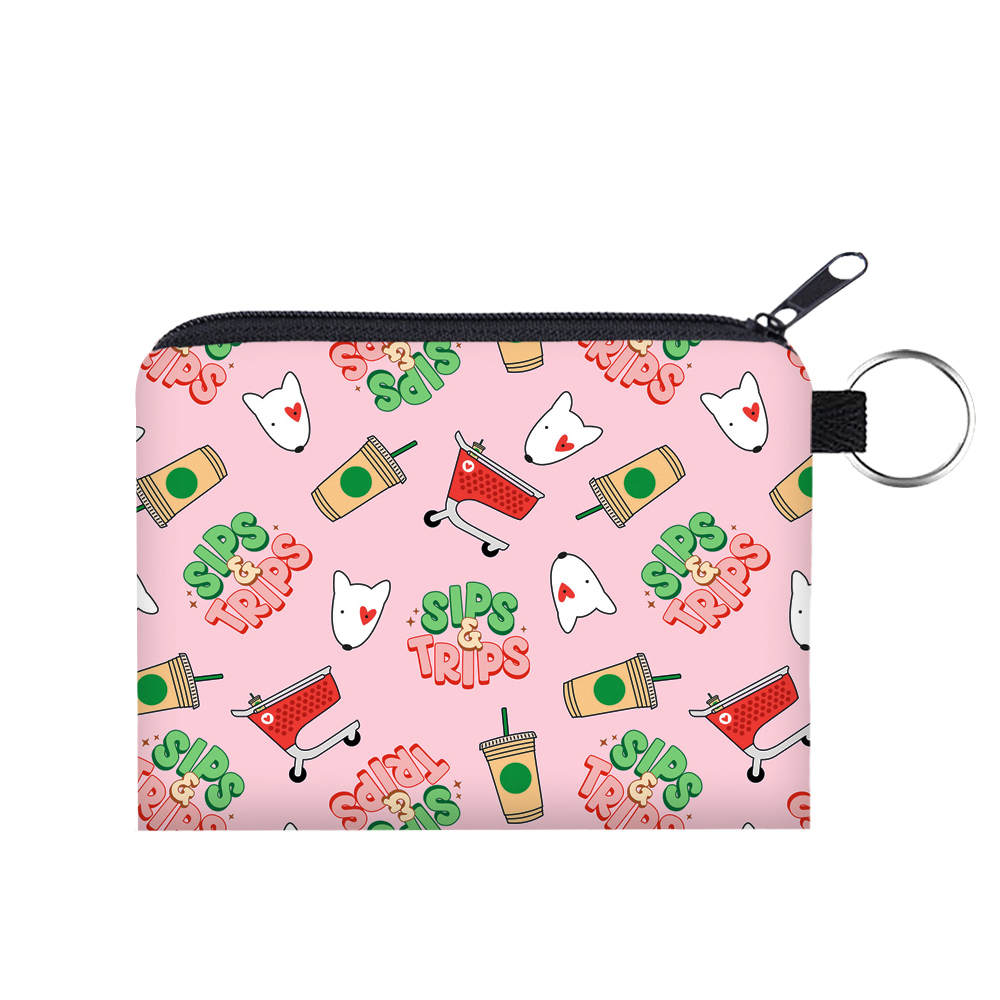 Mini Pouch - Sips & Trips Pink - Three Bears Boutique