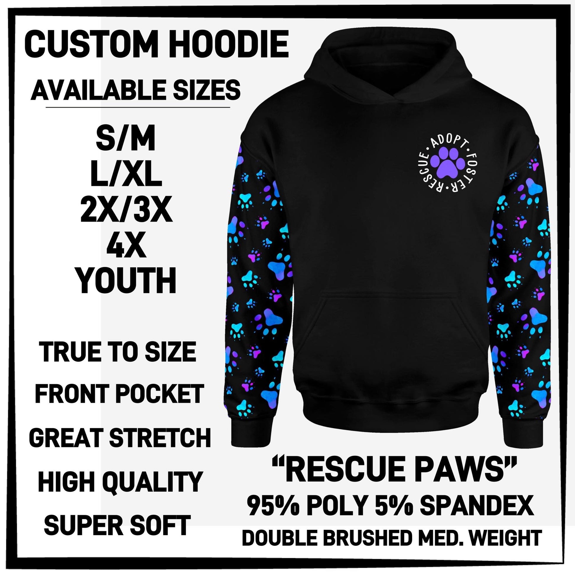 Adopt * Foster * Rescue Hoodie - Three Bears Boutique