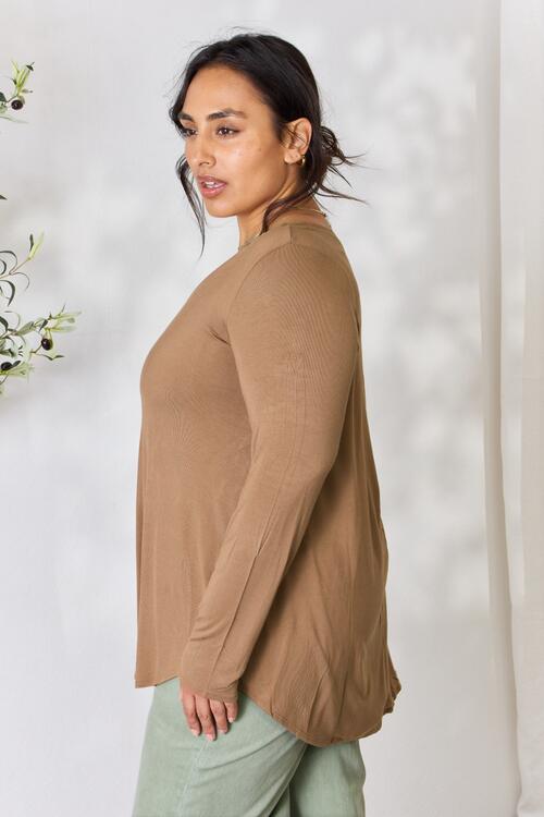 Zenana Full Size Long Sleeve V-Neck Top - Three Bears Boutique