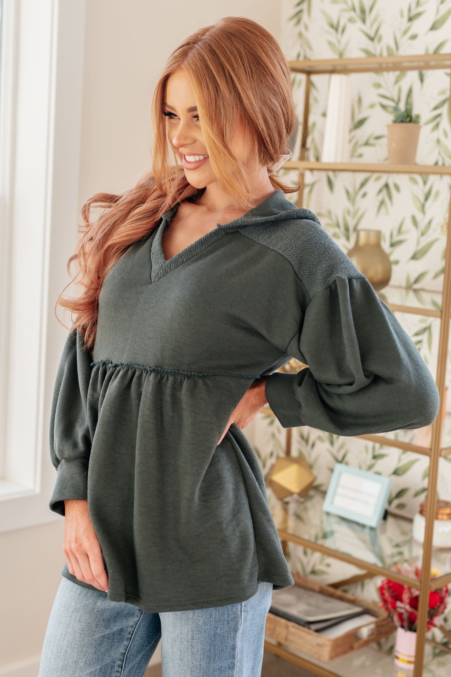 She's Not Wrong Hooded V-Neck Pullover - Three Bears Boutique