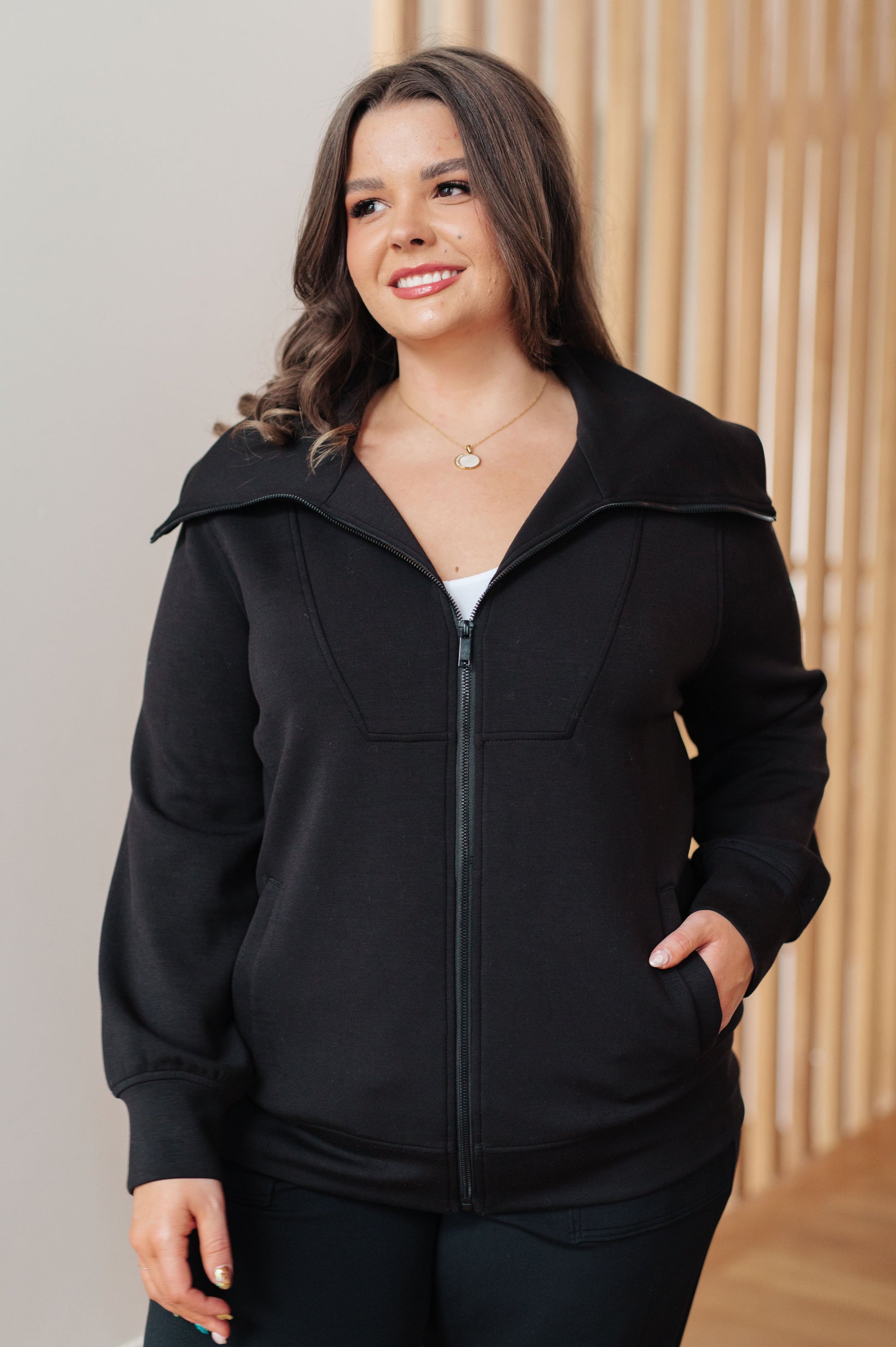 Handle That High Neck Zip Up Jacket - Three Bears Boutique