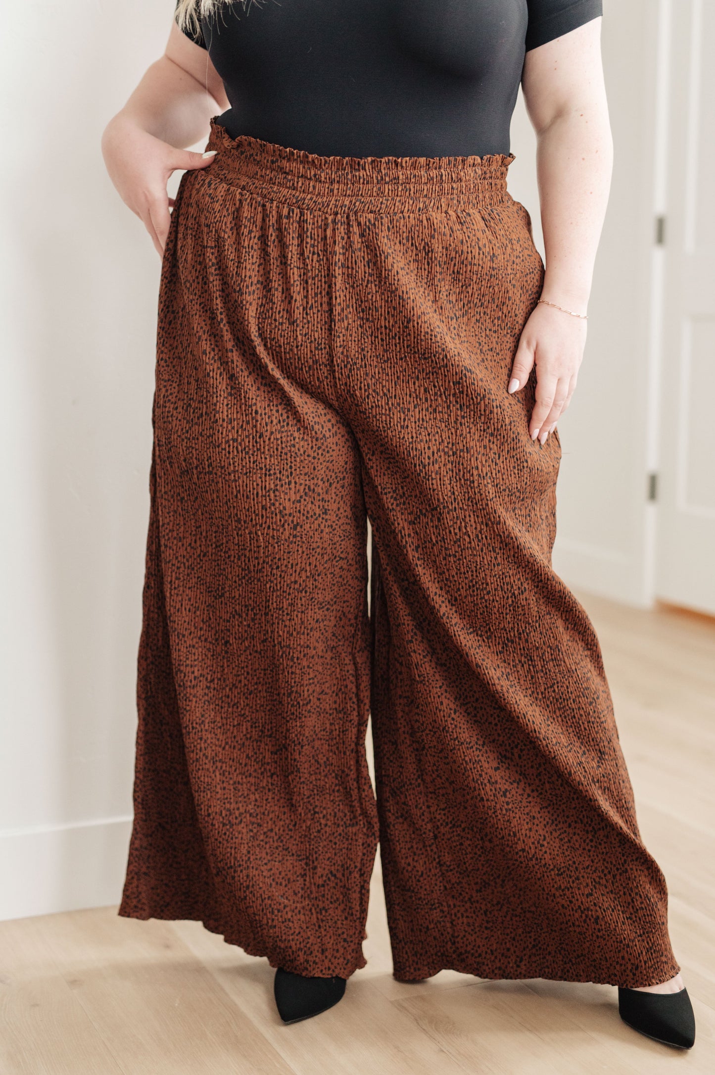 Harmony High Rise Wide Leg Pants in Brown - Three Bears Boutique