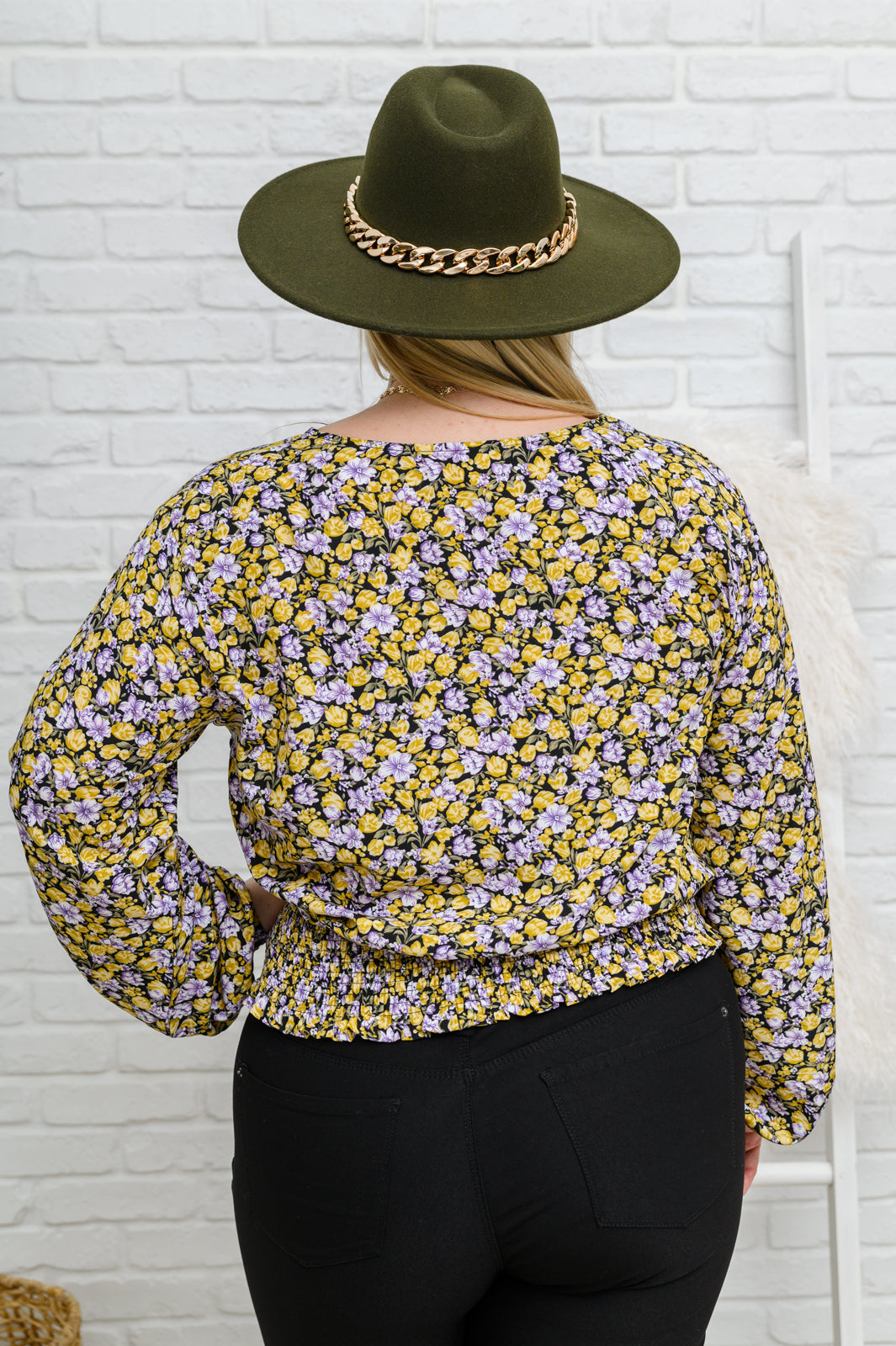 Honey Honey Floral Smocked Blouse in Black - Three Bears Boutique