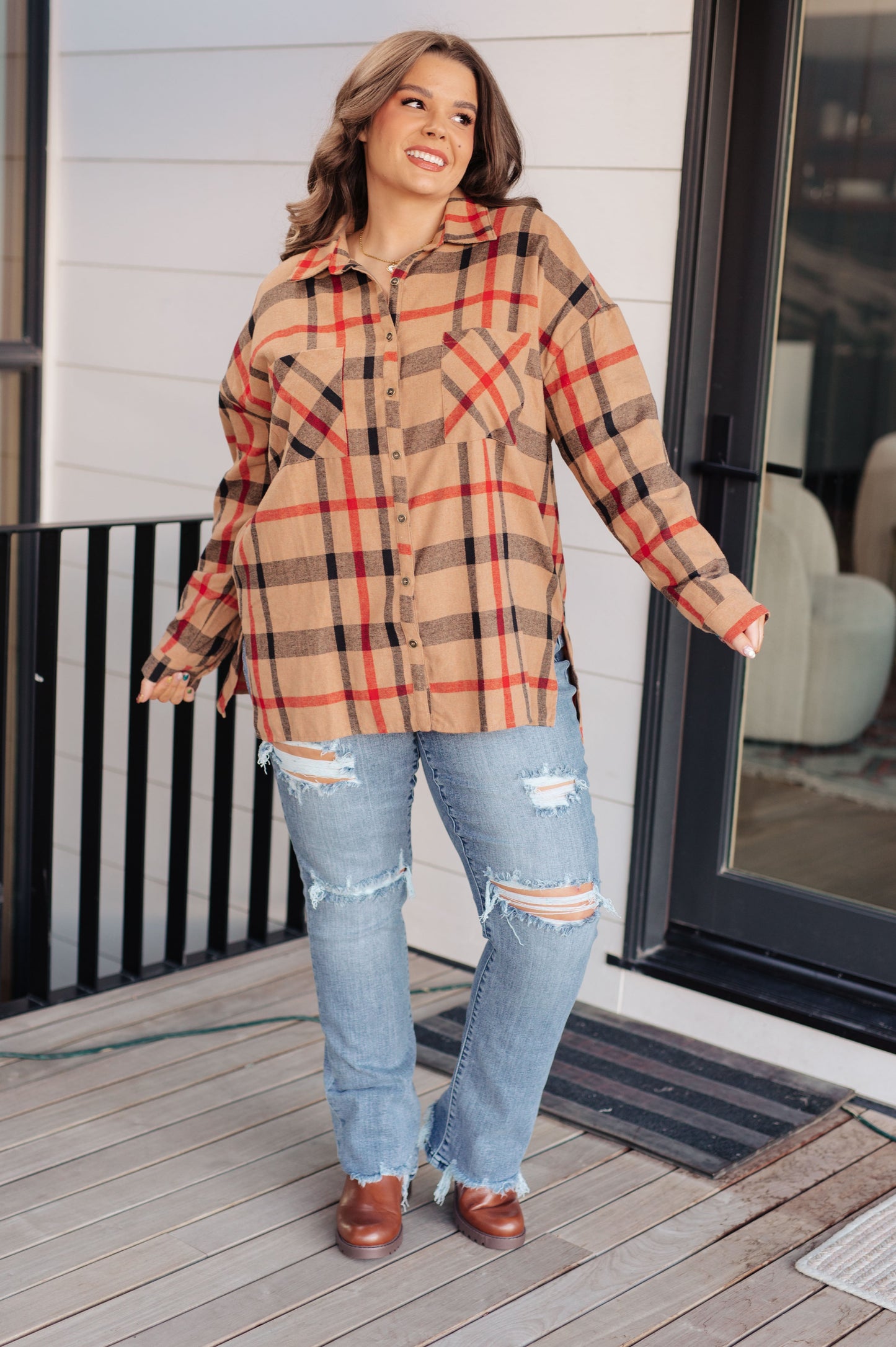 Is It Really Oversized Plaid Button Up - Three Bears Boutique