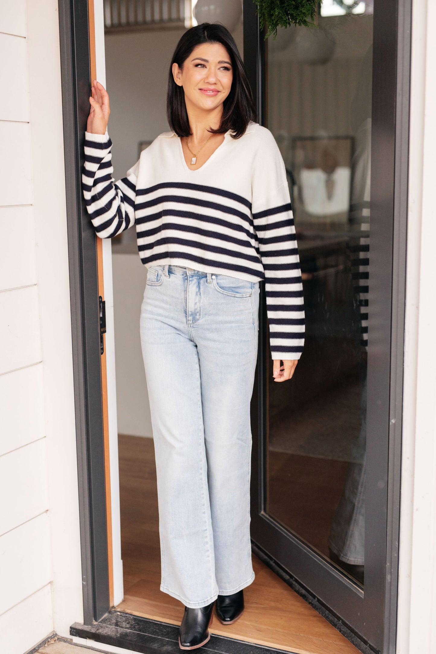 Memorable Moments Striped Sweater in White - Three Bears Boutique