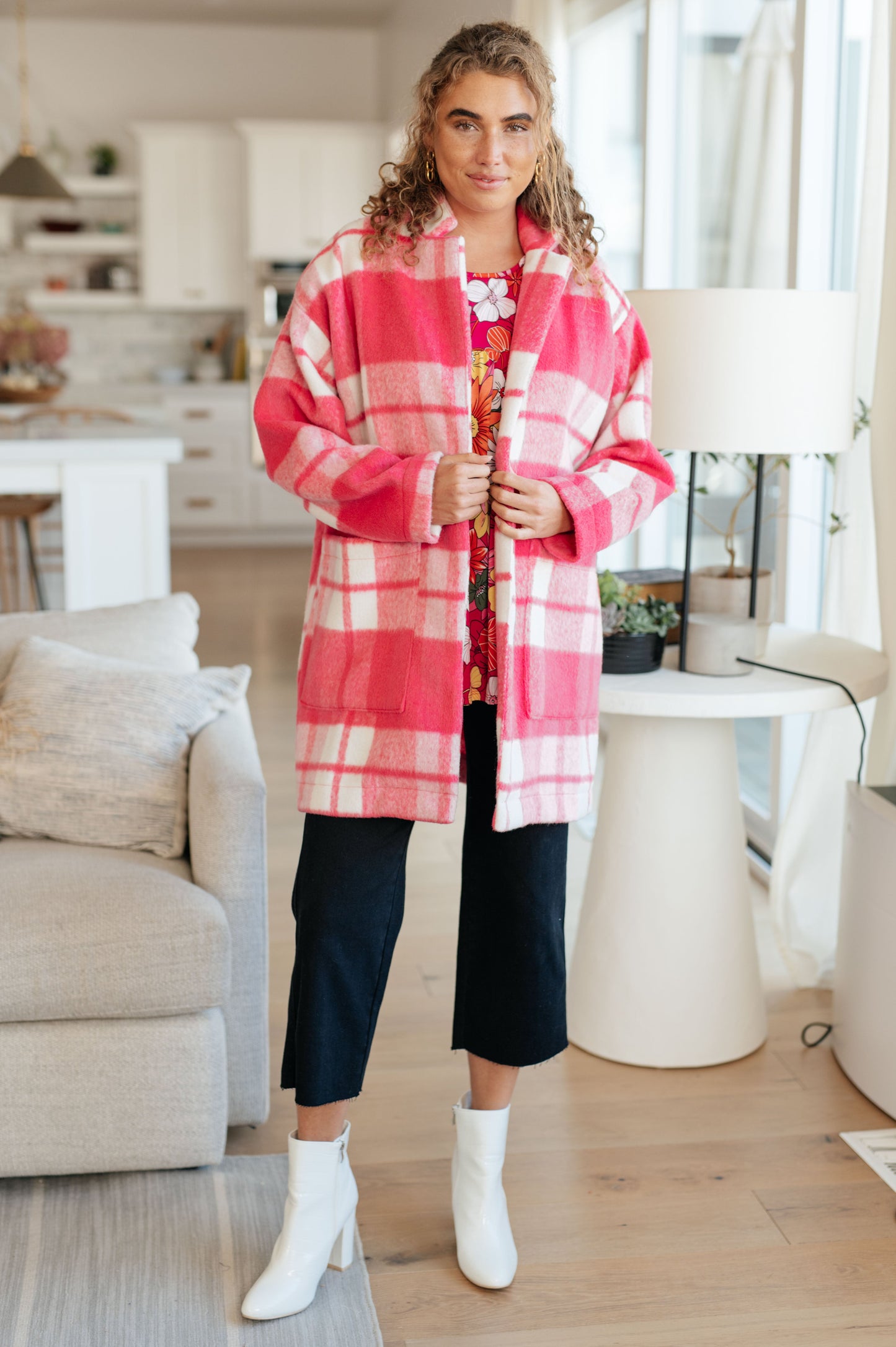 Passion in Plaid Coat in Pink - Three Bears Boutique