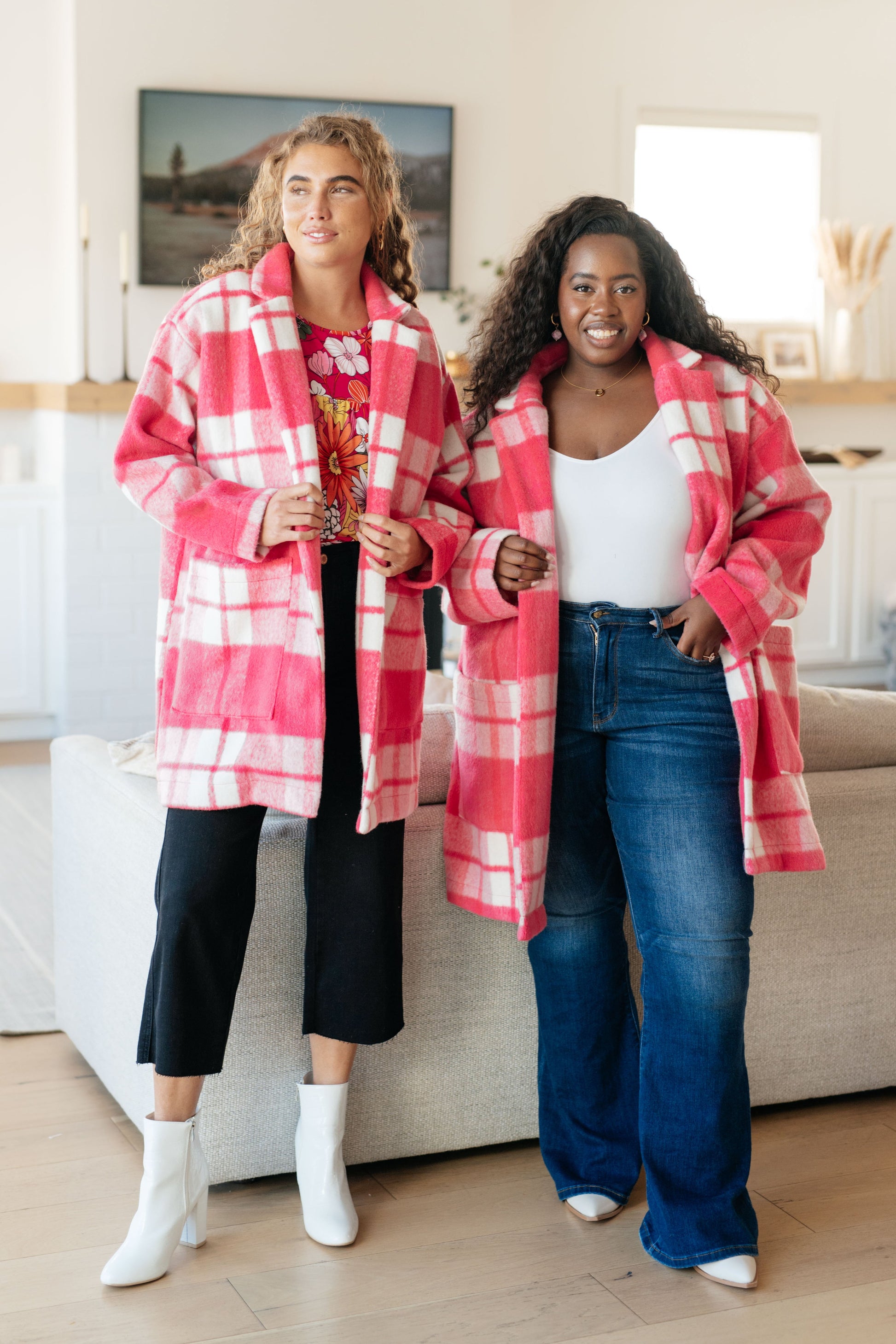 Passion in Plaid Coat in Pink - Three Bears Boutique