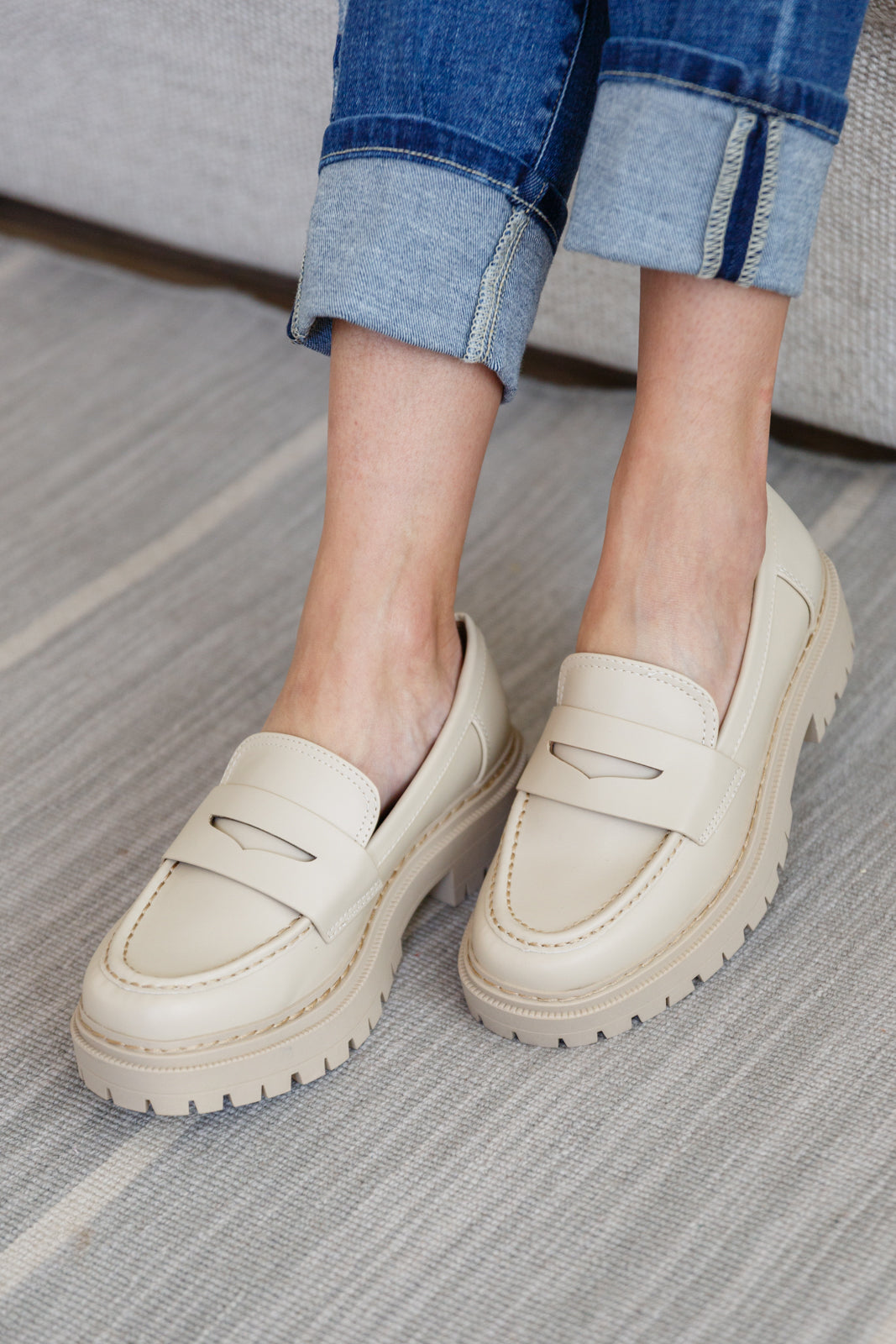 Penny For Your Thoughts Loafers in Bone - Three Bears Boutique