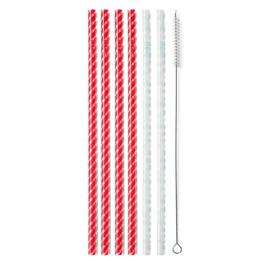 Candy Cane Reusable Straw Set - Three Bears Boutique